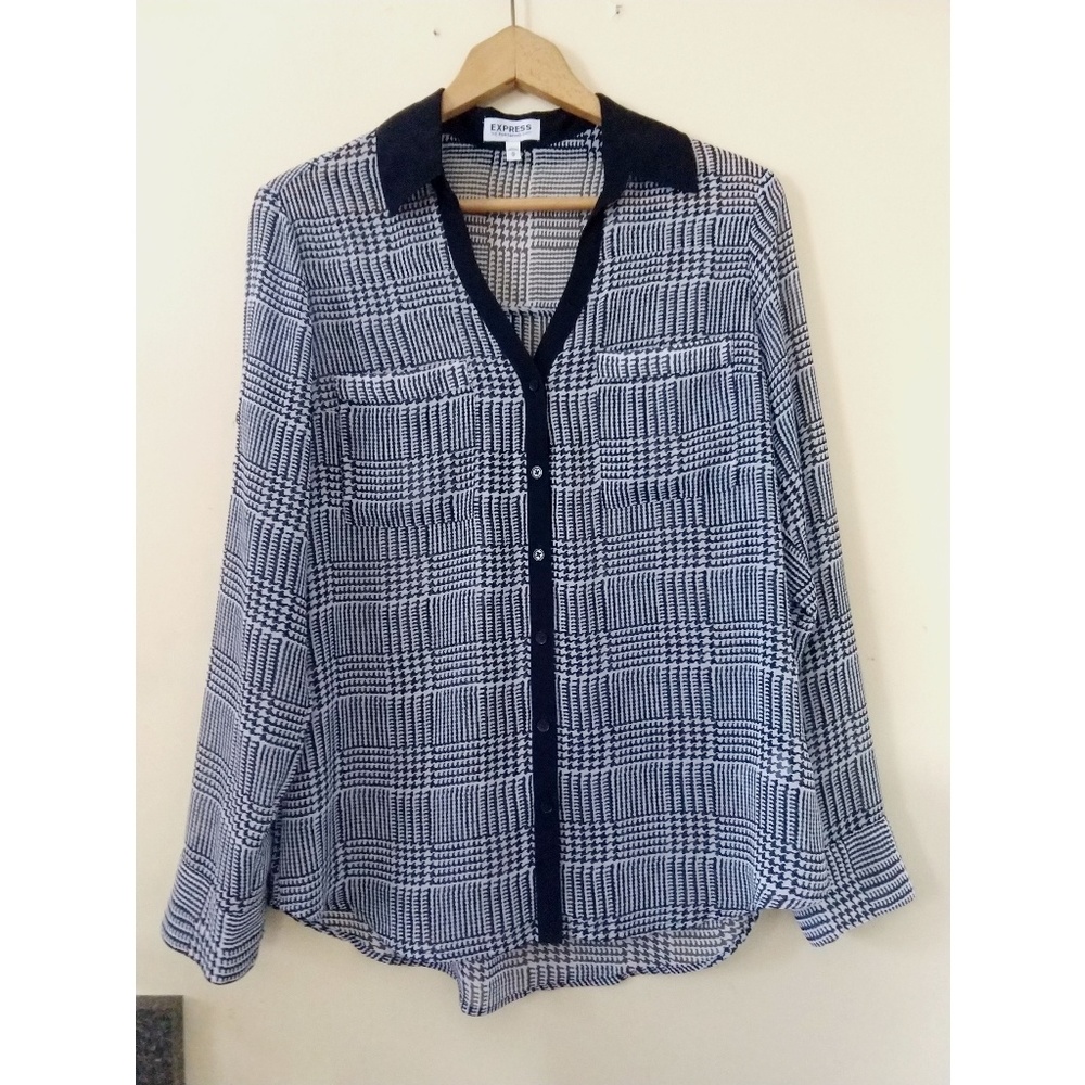 Express Sheer Portofino Shirt Blouse Medium